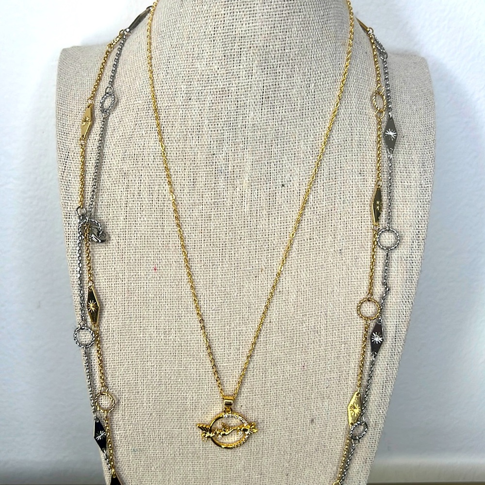 18K gold plated necklace with three doves pendant